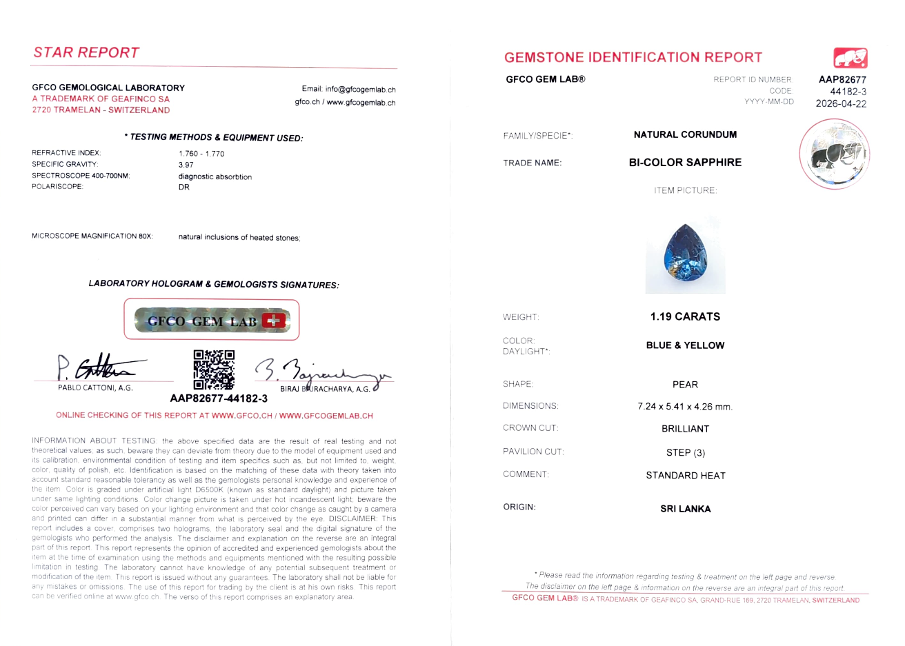 1.19ct Parti Sapphire from Sri Lanka (Ceylon)