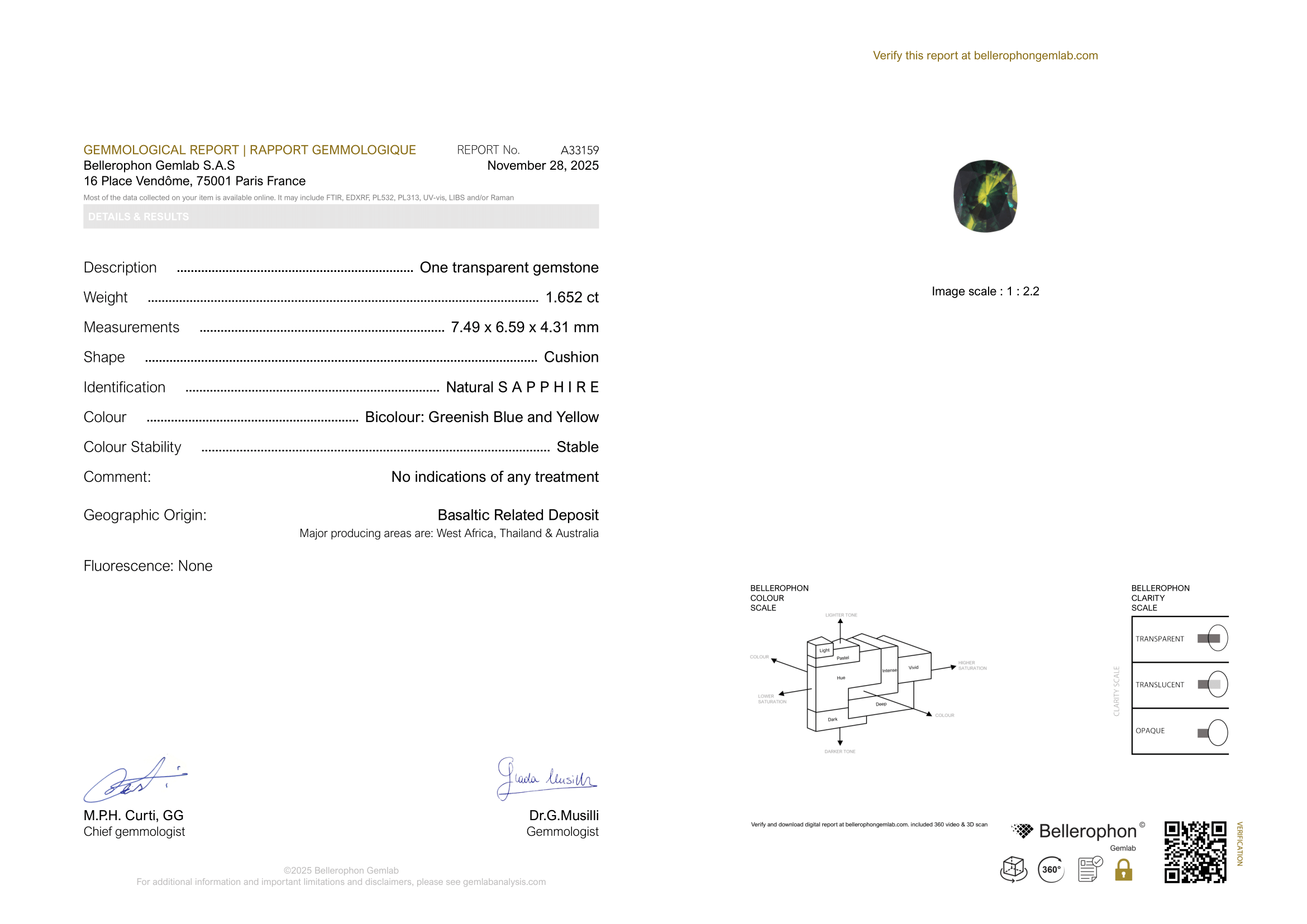 1.65ct Blue and Yellow Parti Sapphire from Australia, precision cut