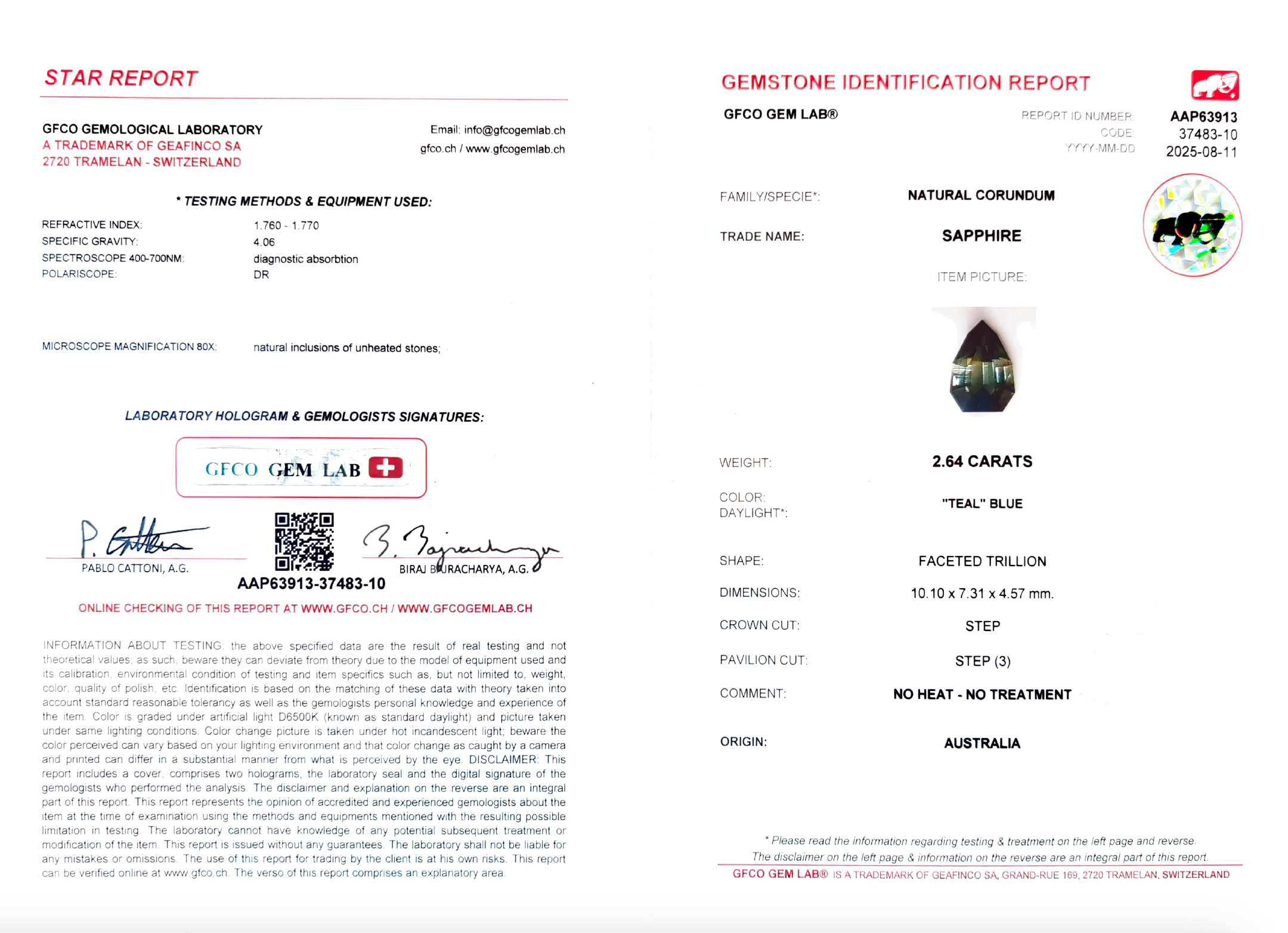 2.64ct Parti Sapphire from Australia