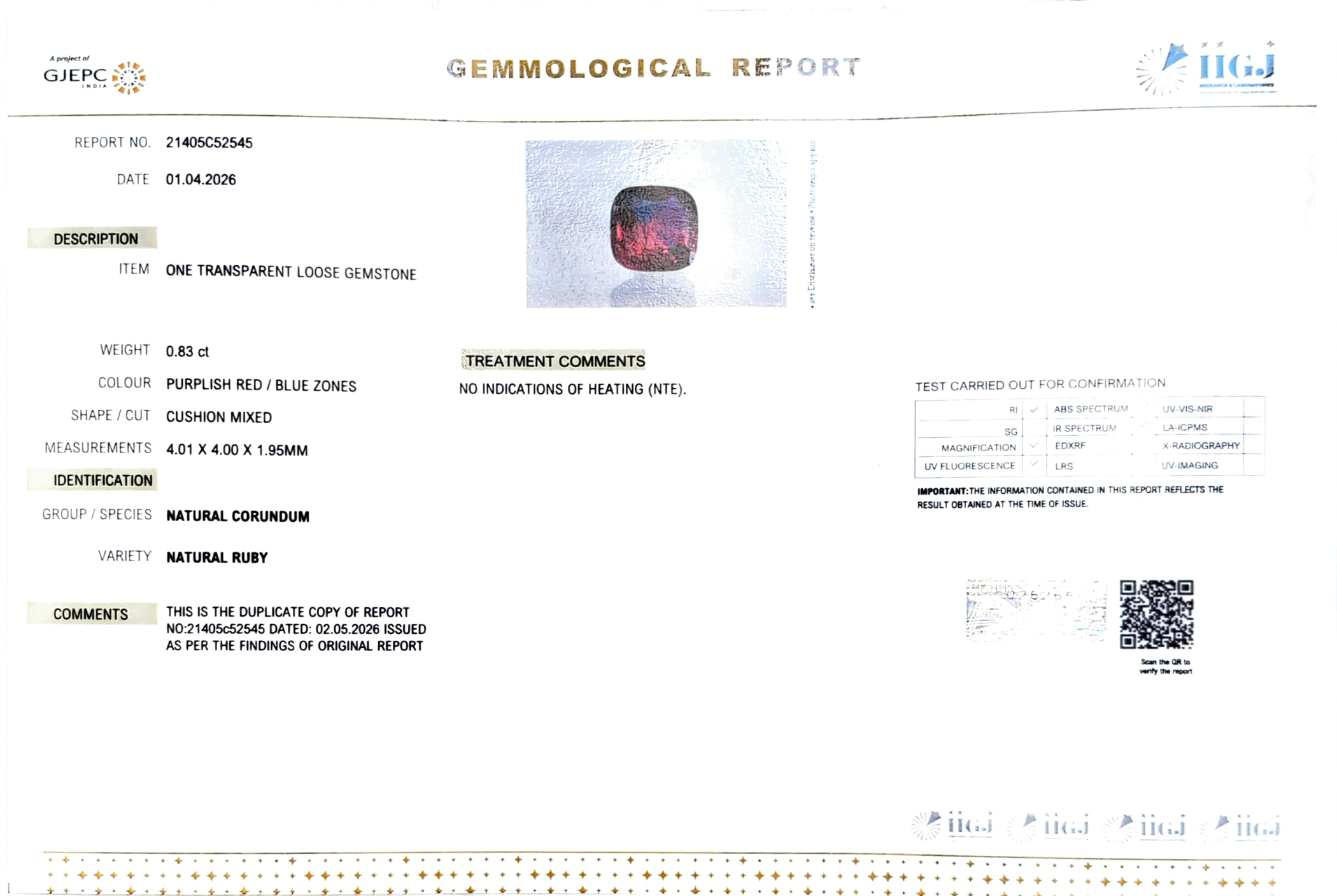 0.83ct Rot und Blauer Winza Rubin/Saphir aus Tansania